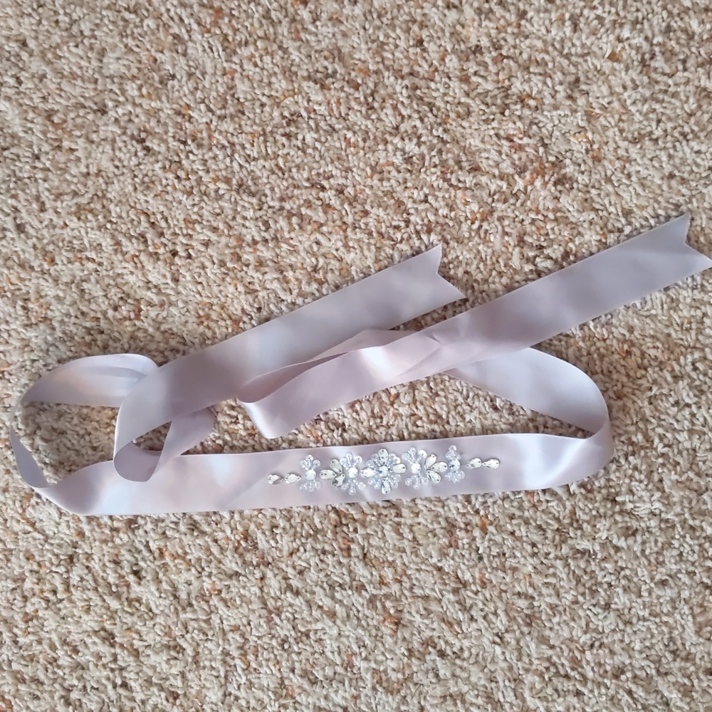 light grey beaded ribbon accessory